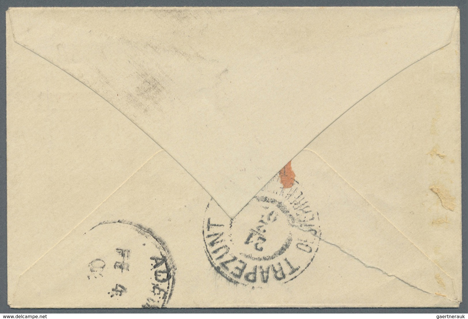 GA Zanzibar: 1901. French Post Office Postal Stationery Envelope ½ Anna Yellow Green Cancelled By Frenc - Zanzibar (...-1963)