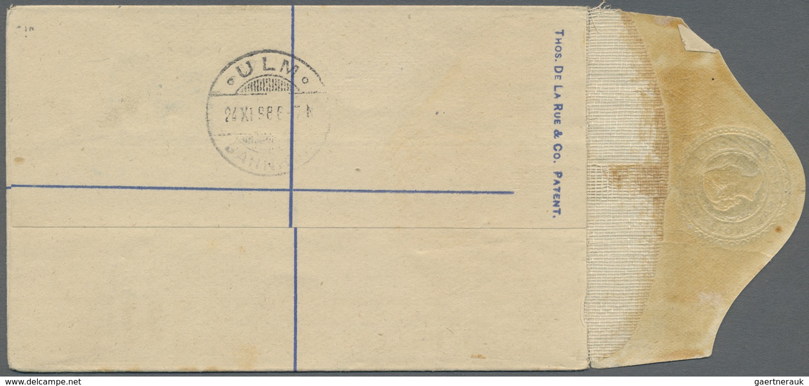 GA Zanzibar - Ganzsachen: 1895 Postal Stationery Registered Envelope 2a. Ultramarine With Blue "Zanziba - Zanzibar (...-1963)