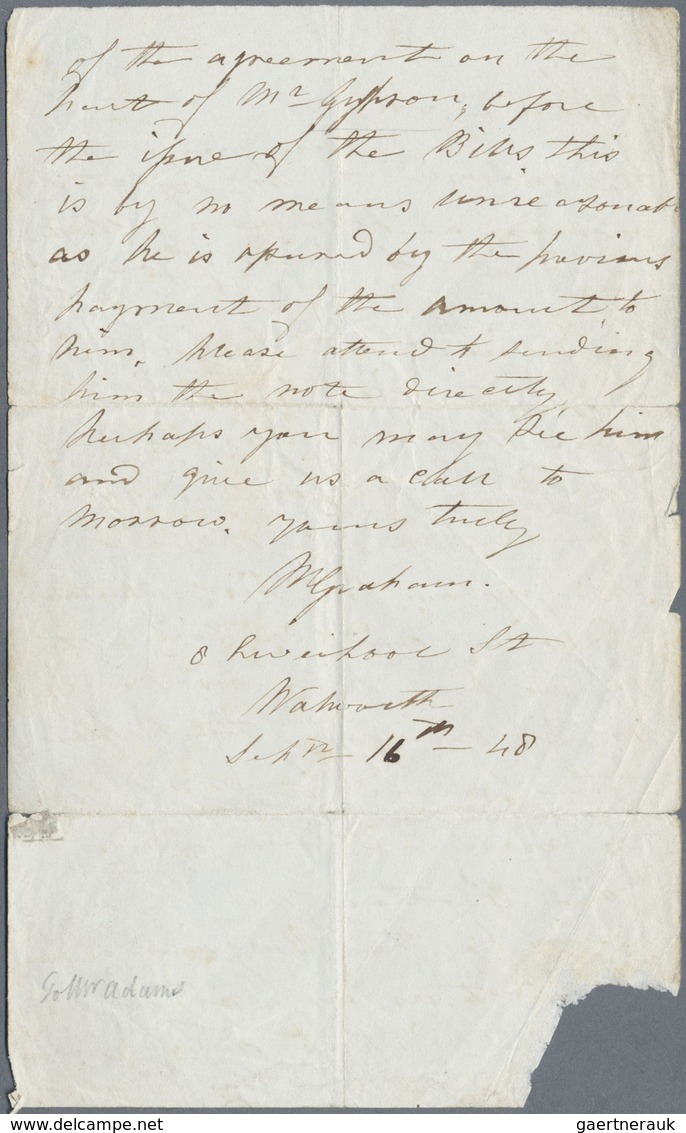Ballonpost: 1848: Great Brittain. Early Ballonist's Letter Written By M.Graham Known As "the Only Fe - Montgolfières