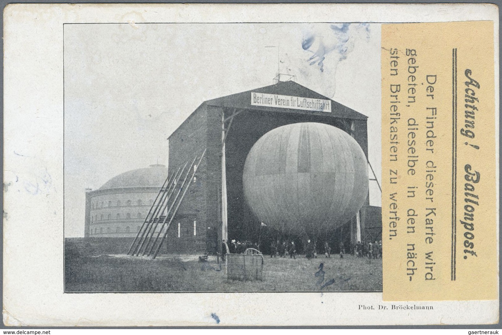 Br Ballonpost: 1911: Berliner Verein Für Luftschifffahrt: Ballonkarte "als Gruß Aus 3000 M Höhe" Mit Ab - Montgolfières