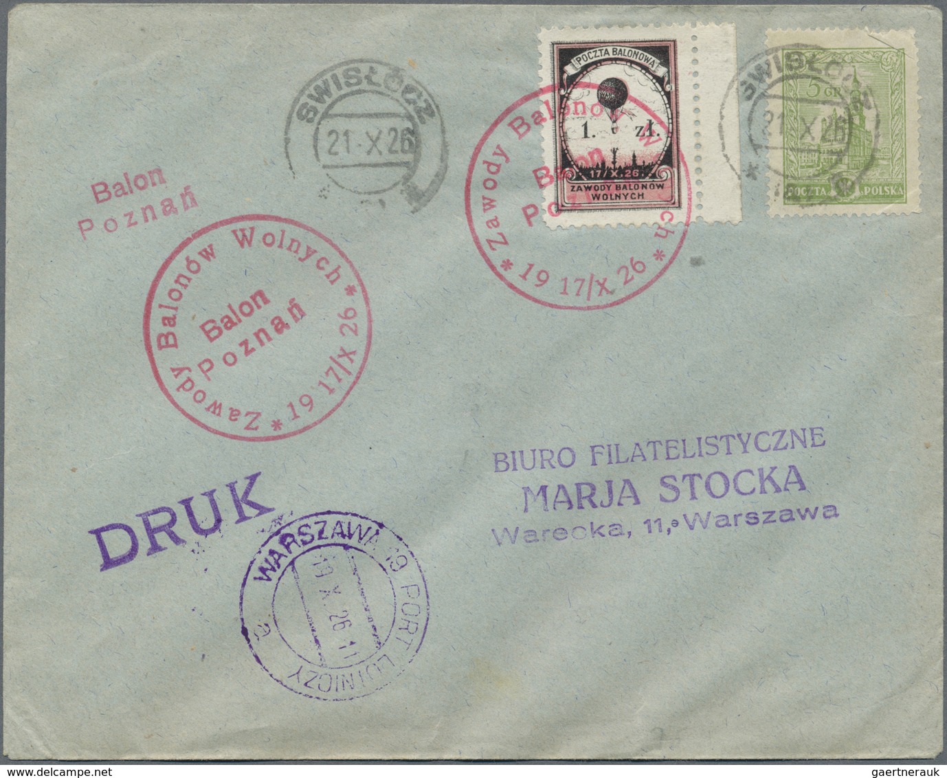 Br Ballonpost: 1926, 19.X., Poland, Four Balloon Covers/cards "Poznań", "Lwów", "Kraków" And "Warszawa" - Montgolfières