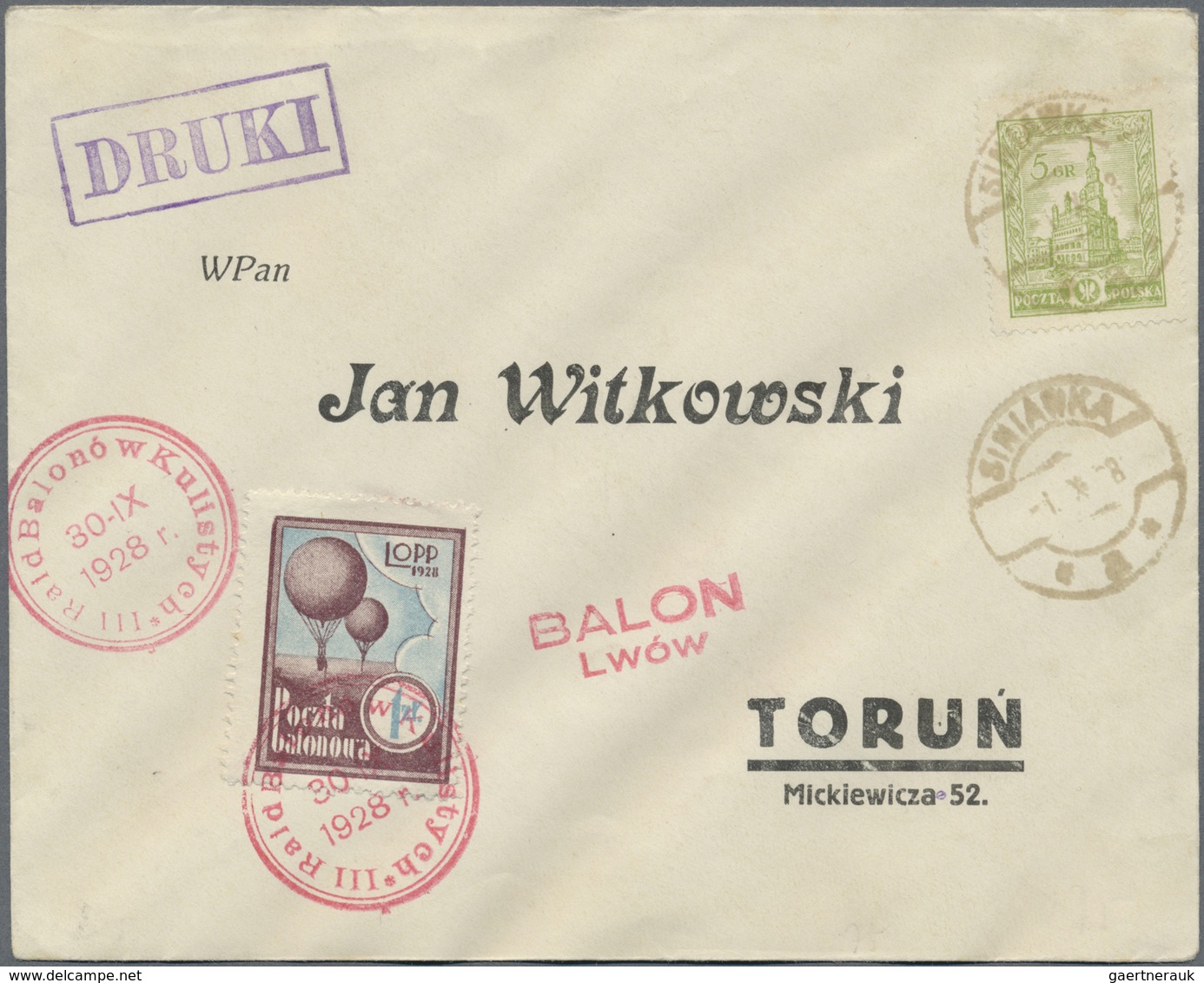 Br Ballonpost: 1928, 30.IX., Poland, Balloon "Lwów", Two Covers With Perforated And Imperforate Vignett - Montgolfières