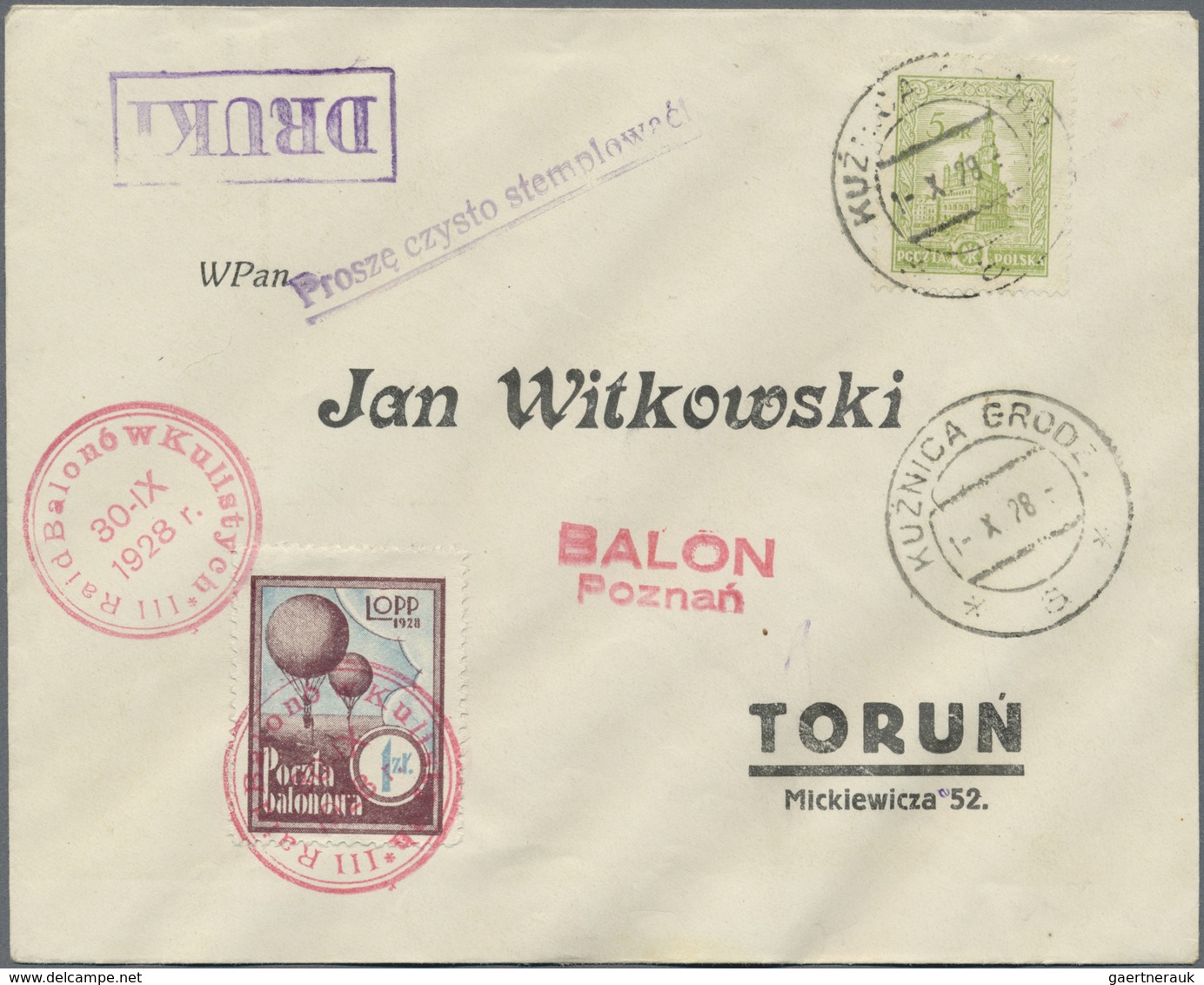 Br Ballonpost: 1928, 30.IX., Poland, Balloon "Poznan", Two Covers With Perforated And Imperforate Vigne - Montgolfières