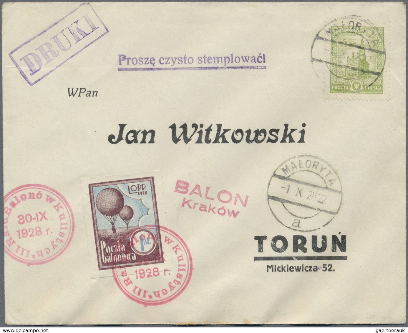 Br Ballonpost: 1928, 30.IX., Poland, Balloon "Kraków", Two Covers With Perforated And Imperforate Vigne - Montgolfières