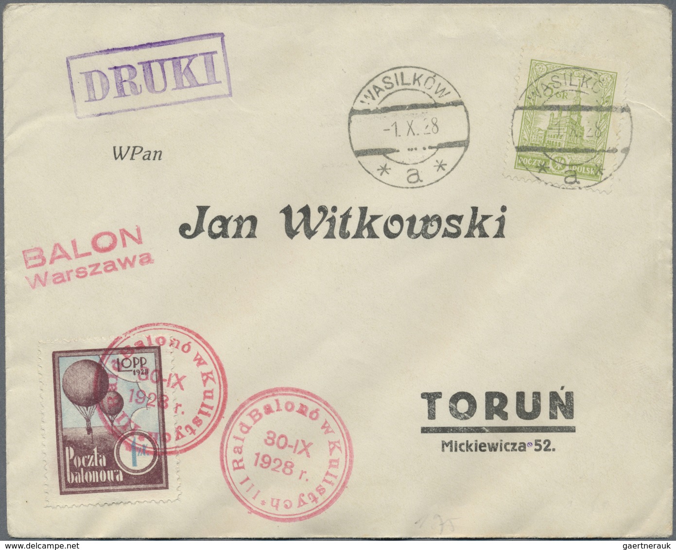 Br Ballonpost: 1928, 30.IX., Poland, Balloon "Warszawa", Two Covers With Perforated And Imperforate Vig - Montgolfières