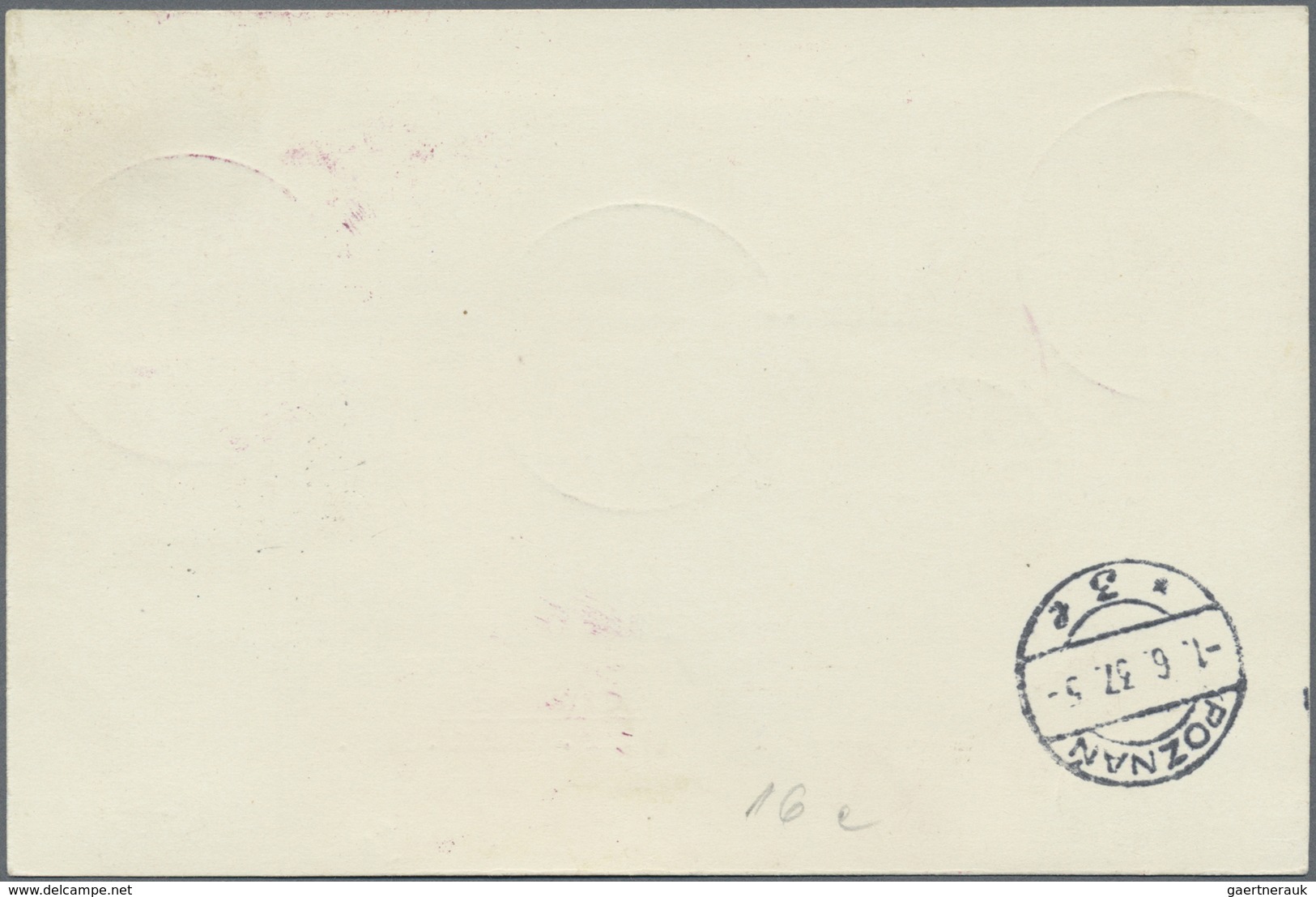 Br Ballonpost: 1937, 30.V., Poland, Balloon "Hel", Card With VIOLET Postmark And Arrival Mark, Only 16 - Montgolfières