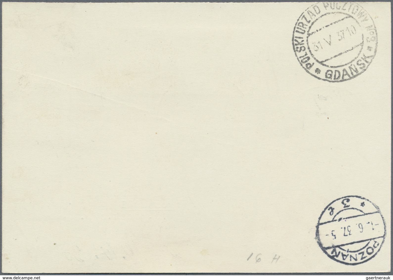 Br Ballonpost: 1937, 30.V., Poland, Balloon "Mościce", Card With GREEN Postmark And Arrival Mark, Only - Luchtballons