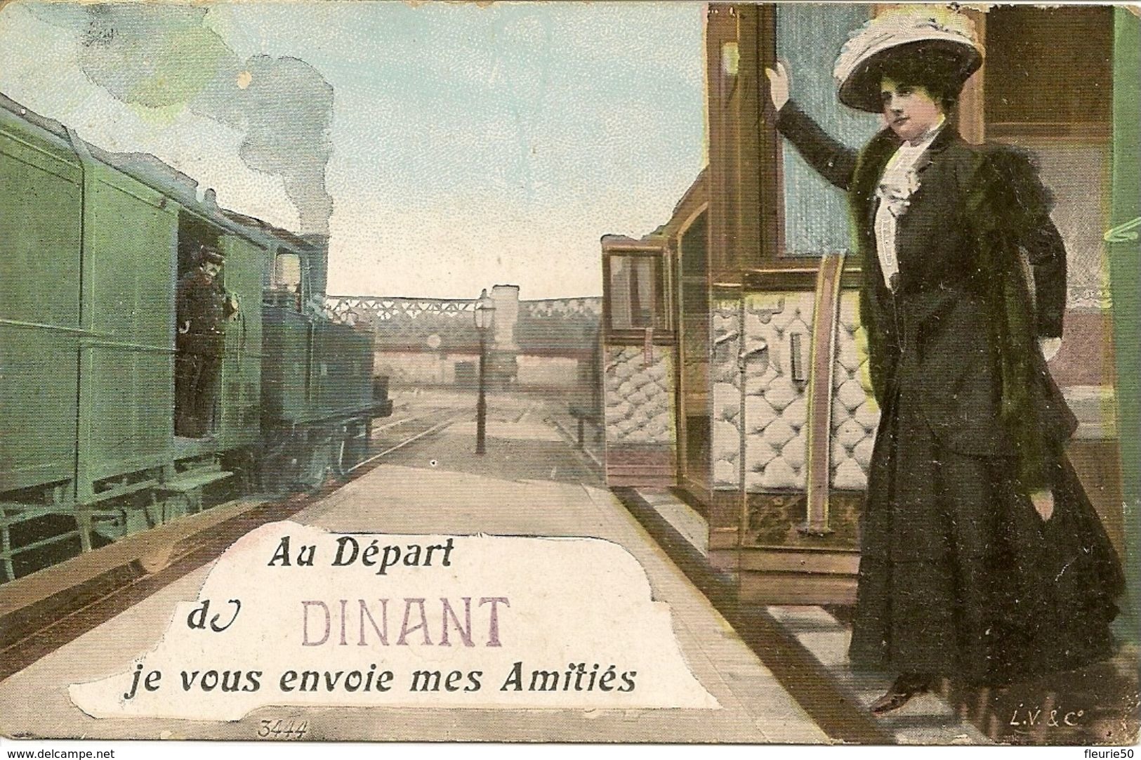 Au Départ  De DINANT Je Vous Envoie Mes Amitiés. Trains. - Souvenir De...