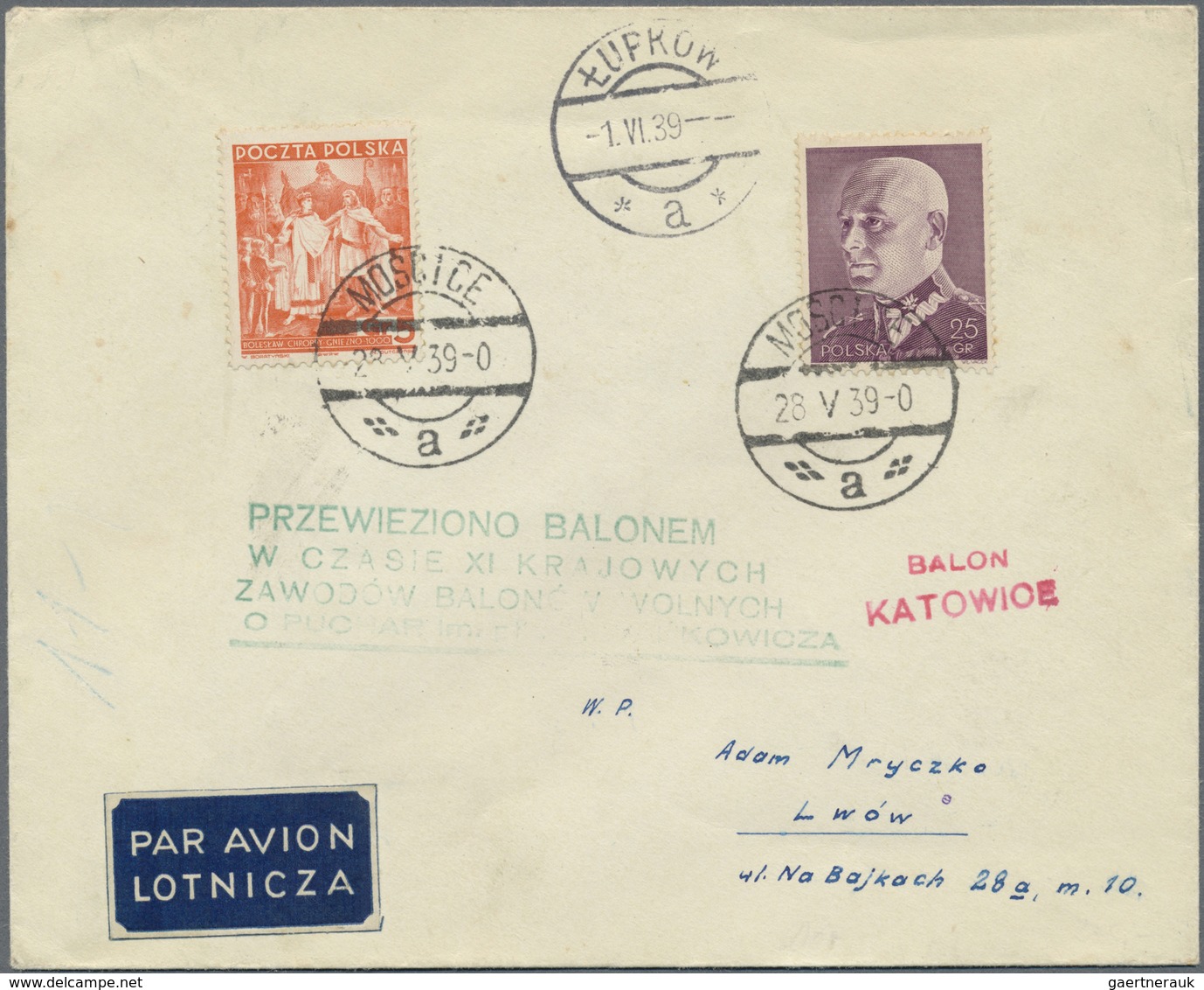 Br Ballonpost: 1939, 28.V., Poland, Three Balloon Covers/card: Balloon "Poznan", "Pomorze", "Katowice", - Montgolfières