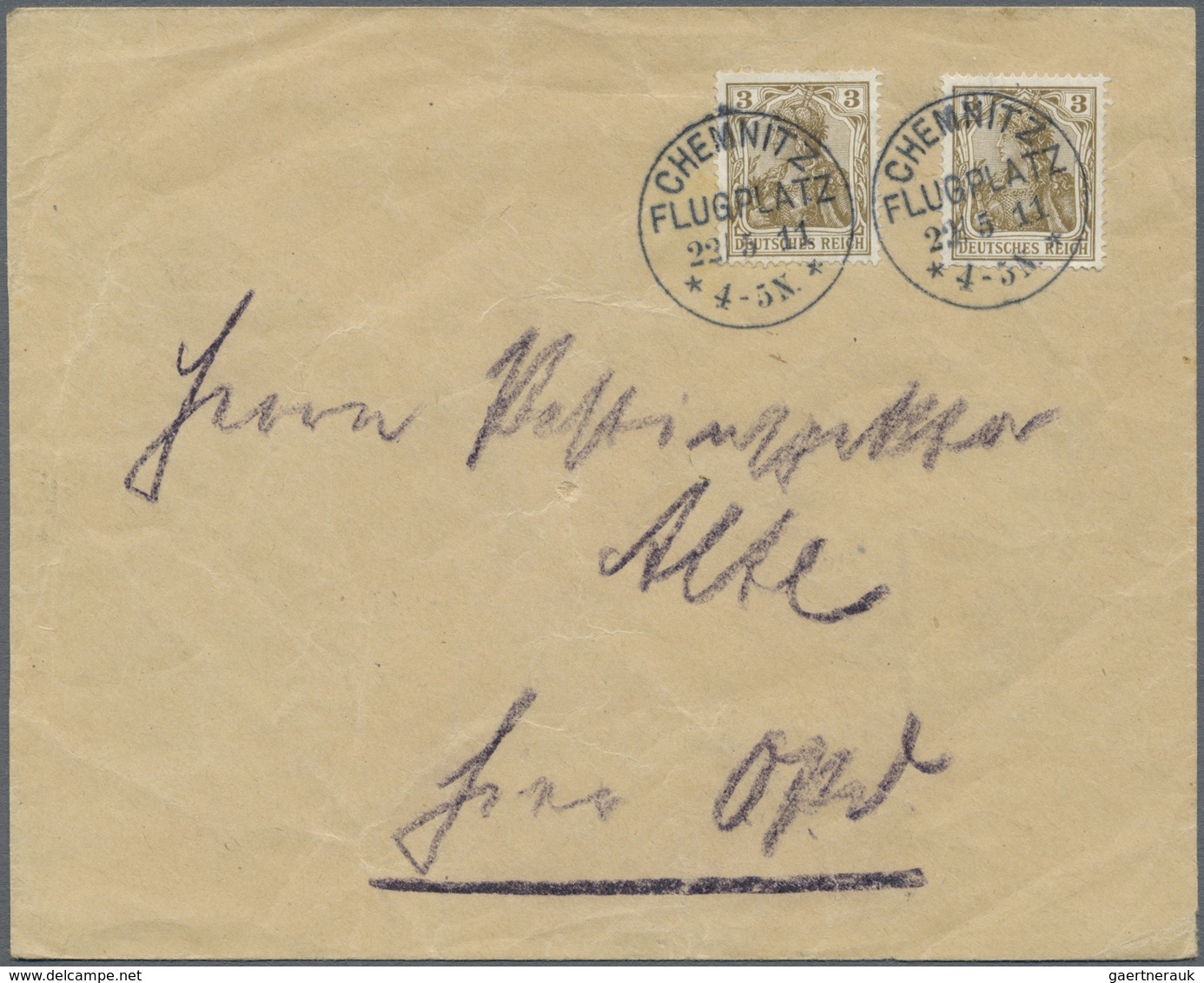 Br Flugpost Deutschland: 1911, CHEMNITZ FLUGPLATZ 22.5.11 Auf Postdienstbrief Während Der SACHSEN-FLUGW - Poste Aérienne & Zeppelin