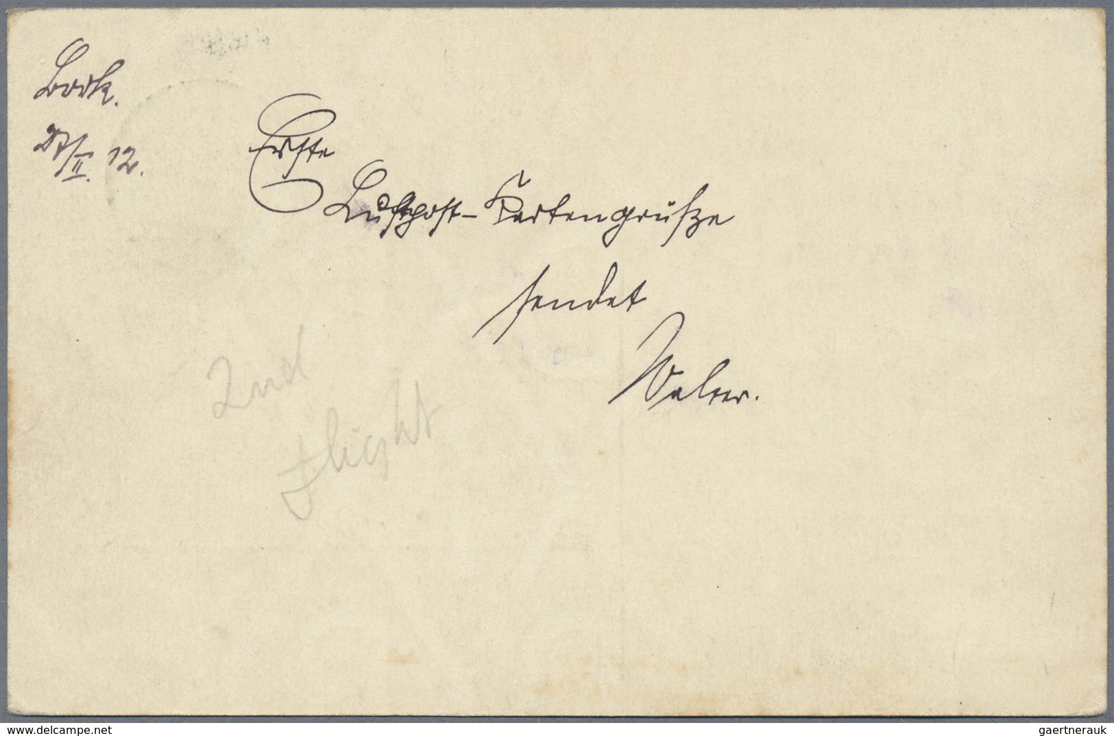 GA Flugpost Deutschland: 1912: "Flugpost Bork Und Umgebung Durch Gradeflieder" (D-K2) Als Zusatzstempel - Poste Aérienne & Zeppelin