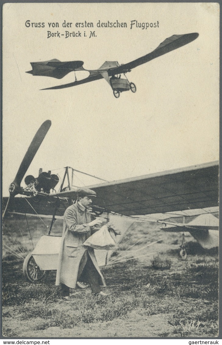 Br Flugpost Deutschland: 1912, Flugpost Bork-Brück, Violett, Gezähnt Auf Gewöhnlichem Papier, Auf Karte - Poste Aérienne & Zeppelin