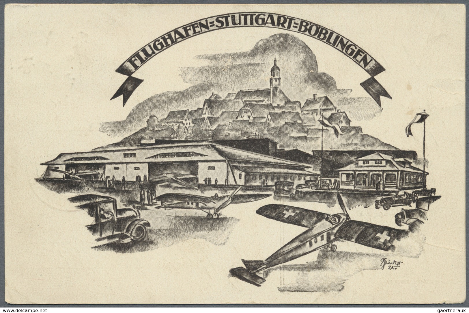 Br Flugpost Deutschland: 1925, Flugplatz STUTTGART-BÖBLINGEN, Drei Belege Zum Deutschen Fliegertag, Zwe - Poste Aérienne & Zeppelin