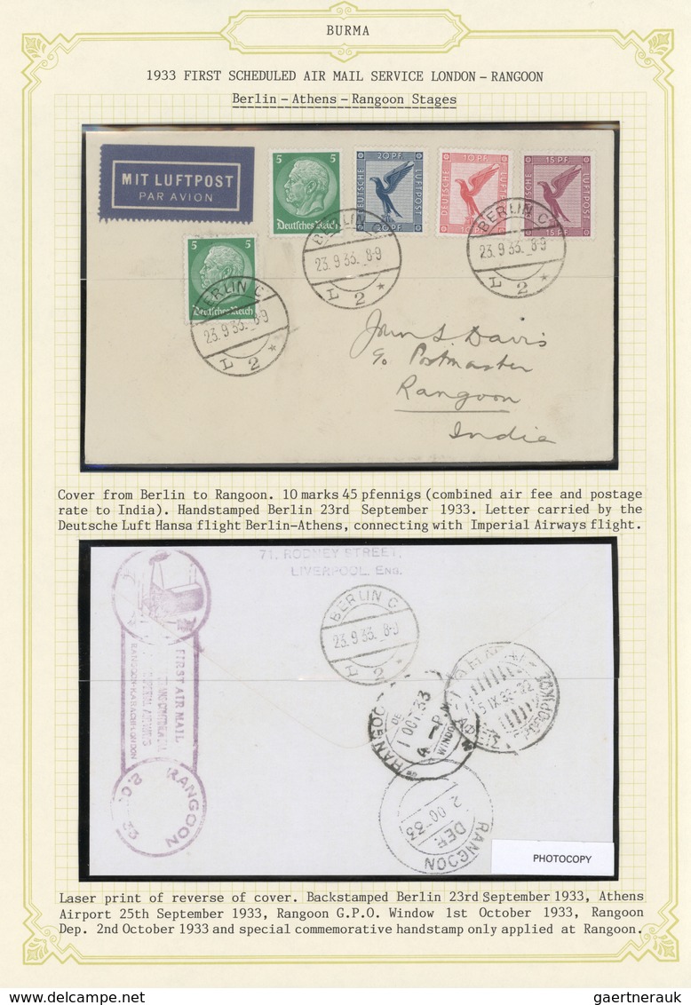 Br Flugpost Deutschland: 1933: Zuleitung Aus Berlin Nach Athen Zum Erstflug "London-Ragoon". Rückseitig - Poste Aérienne & Zeppelin