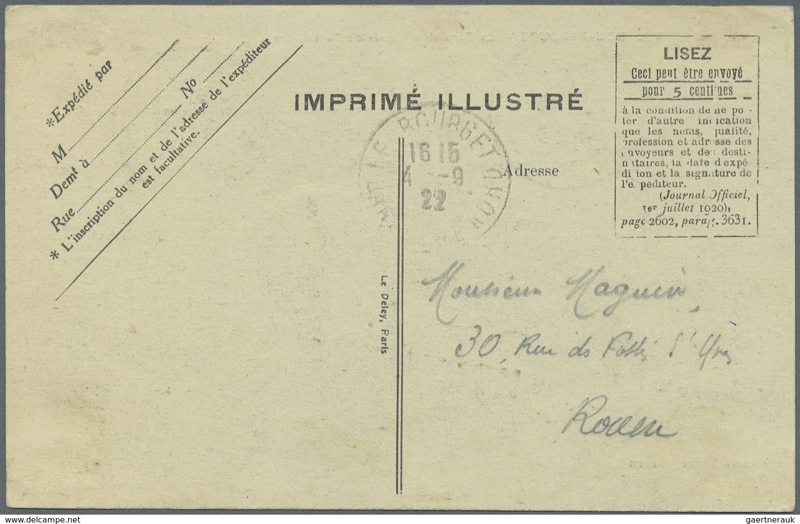 Flugpost Europa: 1922, FRANKREICH/ROUEN-FLUGMEETING 2.-3.9., Flugereignismarken-Provisorium 25 Cts A - Autres - Europe