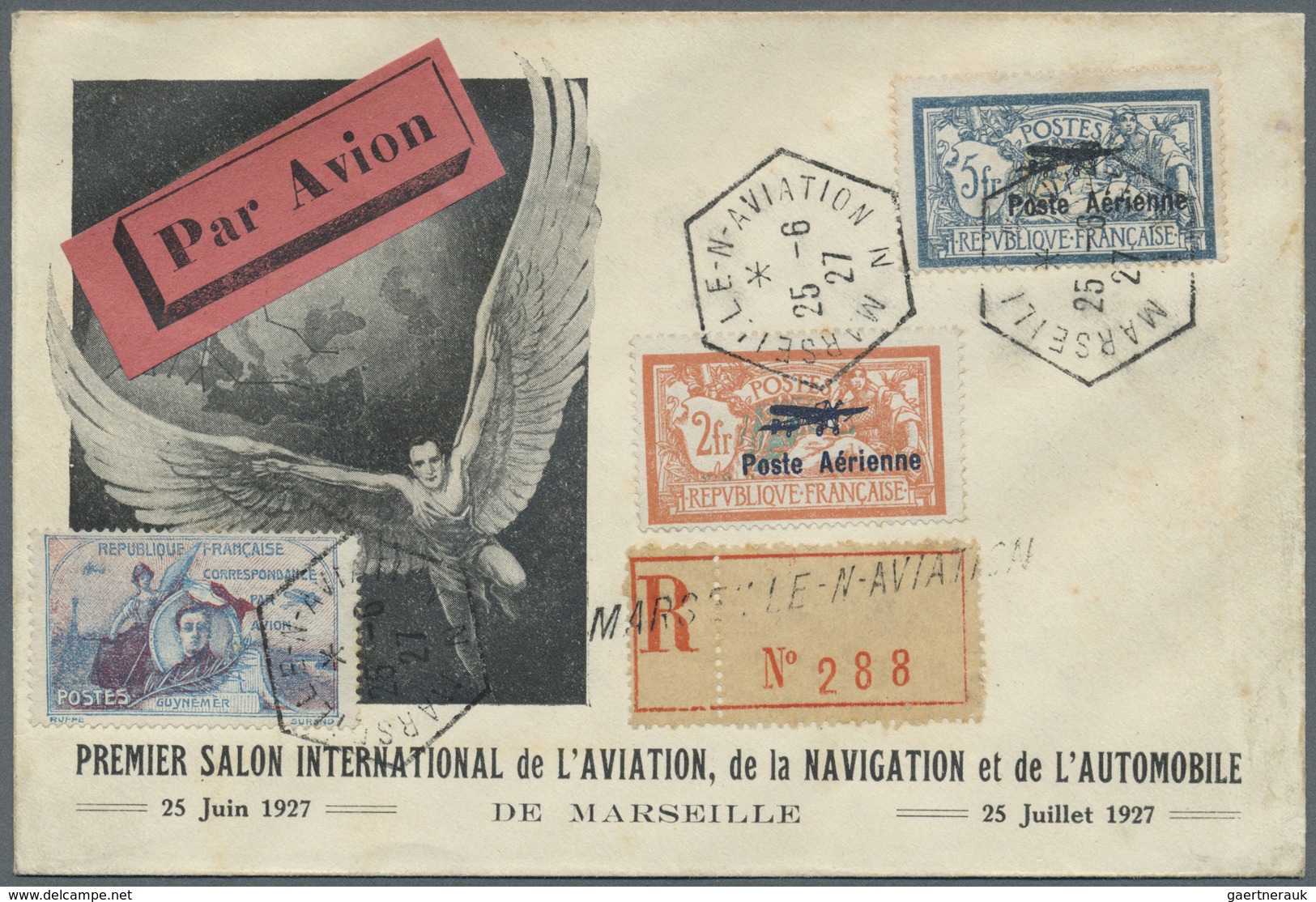 Br Flugpost Europa: 1927, MARSEILLE / Intern. Flug- U. Navigationsausstellung: Illustr. R-Sonderkuvert - Autres - Europe