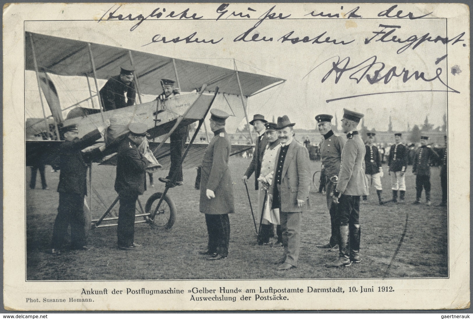 Flugpost Übersee: 1912, Airmail Rhein-Main To Columbia(!): Airmail Stamp 10 Pf And Germania 10 Pf. O - Autres & Non Classés