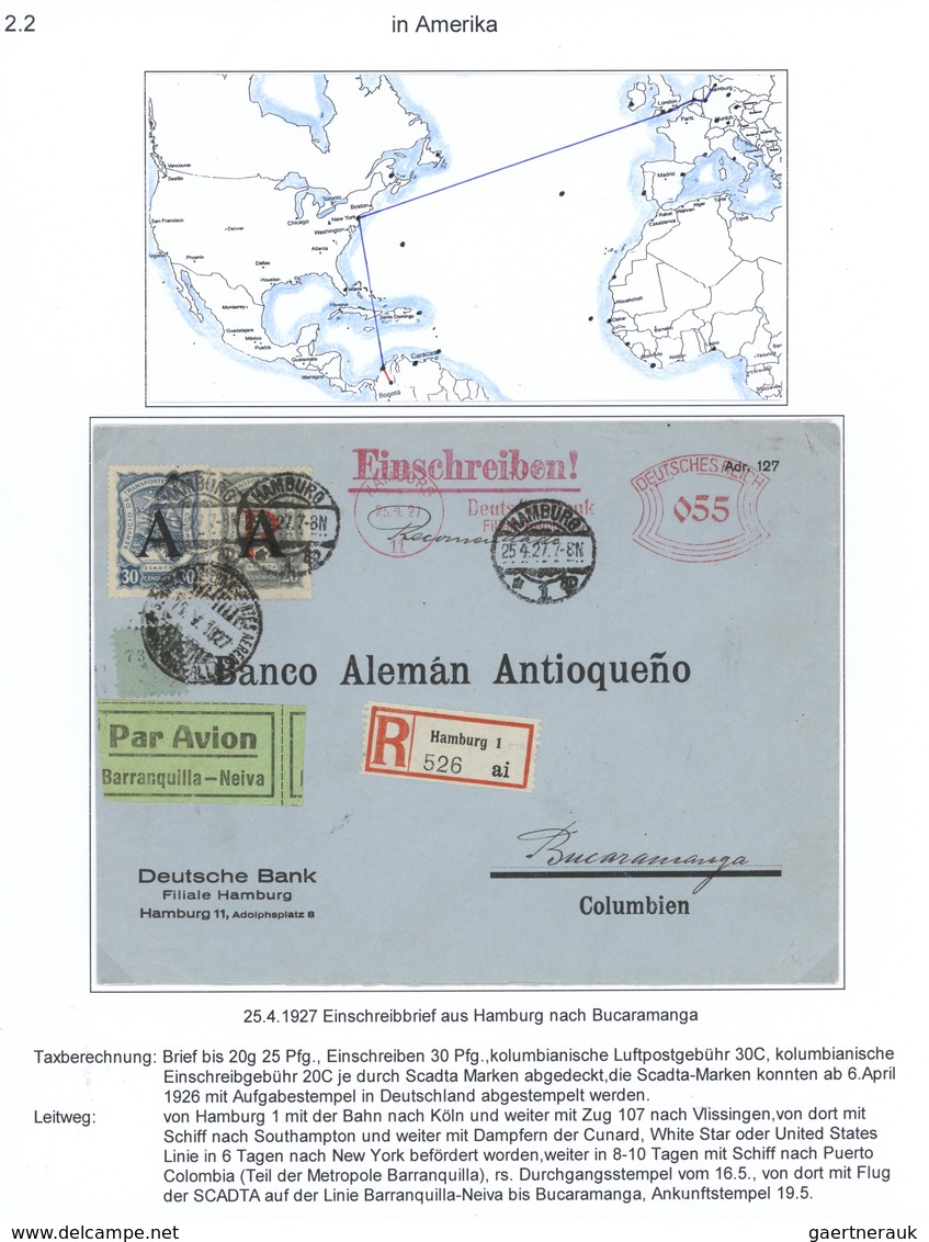 Br Flugpost Übersee: 1927, Kolumbien, SCADTA 30 C. Und Einschreibmarke 20 C. Auf Dekorativen Einschreib - Autres & Non Classés