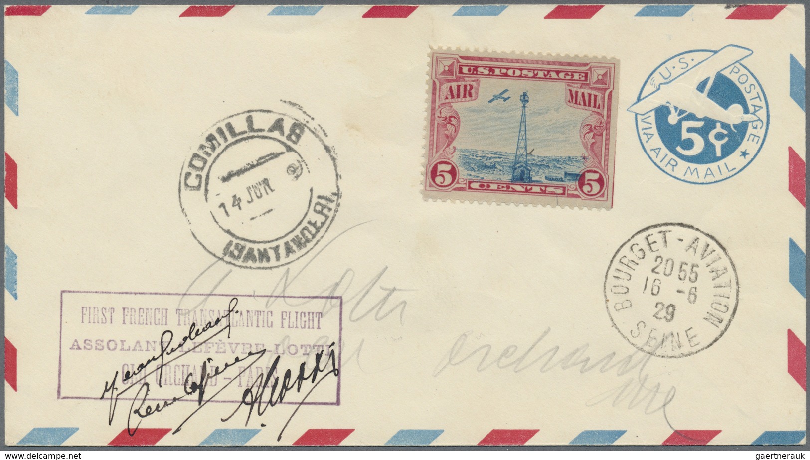 GA Flugpost Übersee: 1929, Transatlantic Flight "Yellow Bird", USA 5 C Airmail Pse With Additional Fran - Autres & Non Classés