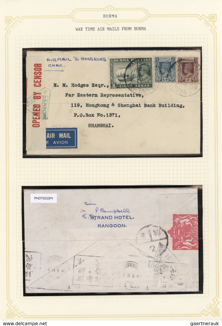 Br Flugpost Übersee: 1940/1941: War Time  Air Mails From  Burma. Three Commercial Covers From Rangoon T - Andere & Zonder Classificatie