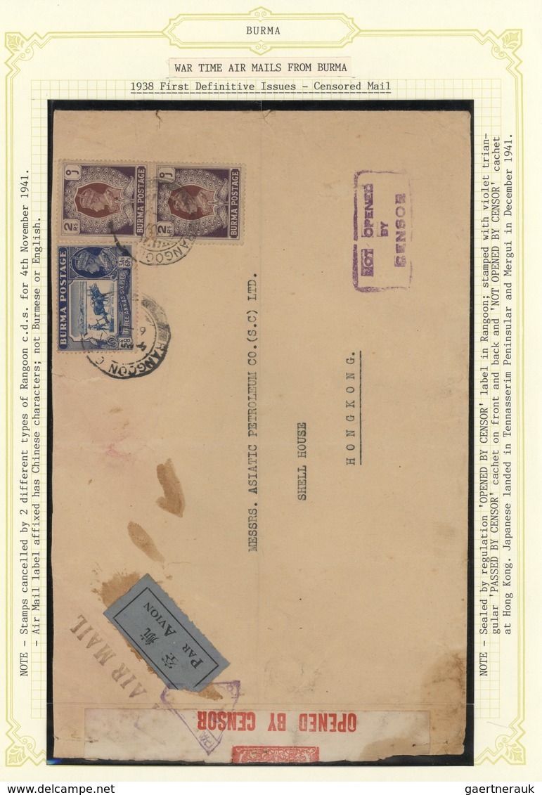 Br Flugpost Übersee: 1940/1941: War Time  Air Mails From  Burma. Three Commercial Covers From Rangoon T - Autres & Non Classés