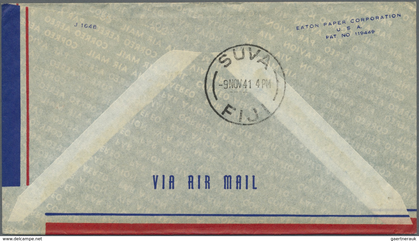 Br Flugpost Übersee: USA: 1941, U.S. Air Mail First Flight to SUVA/Fiji, four covers from Los Angeles,