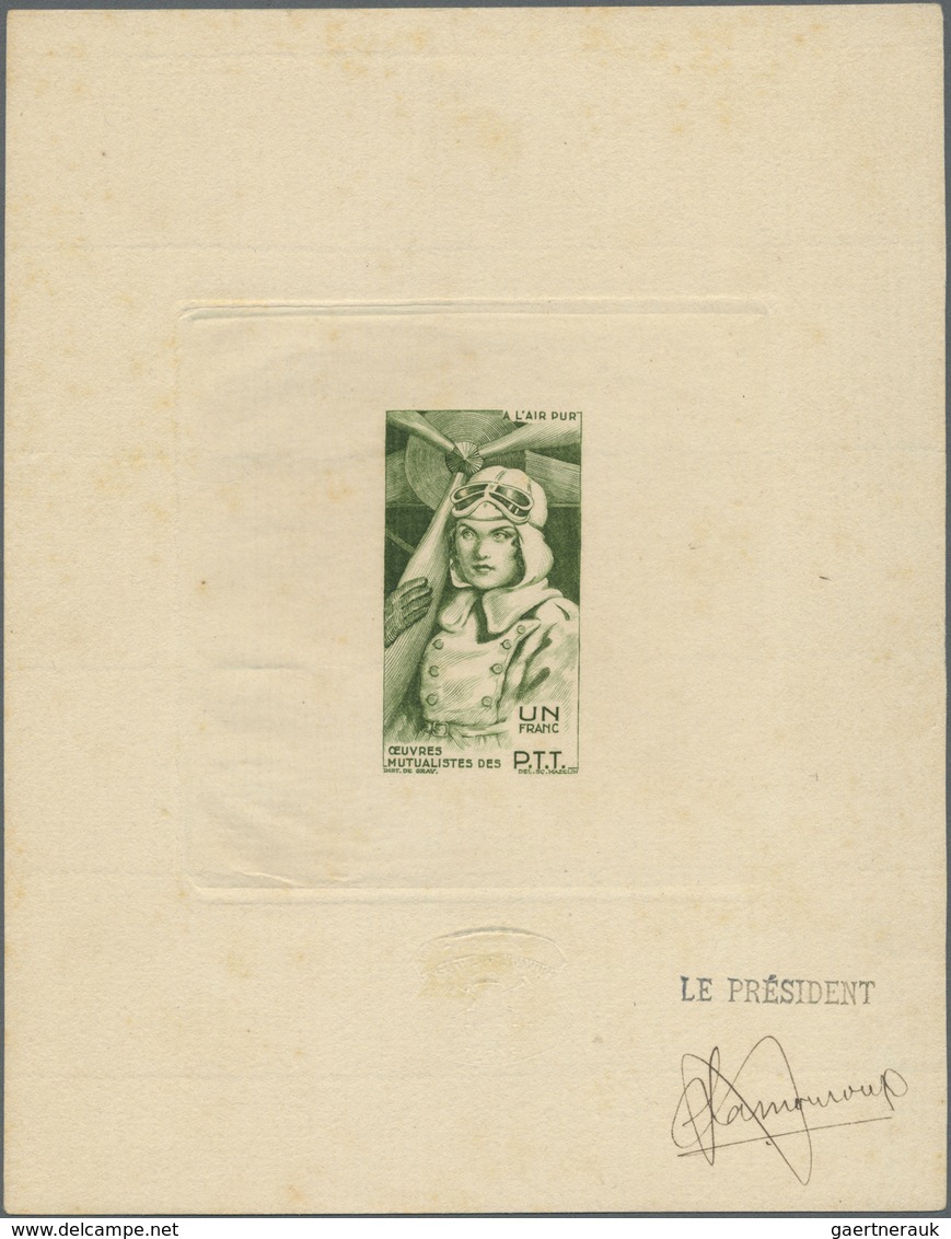 (*) Flugpost Übersee: 1947/1950 (ca.), French Area, Airmails, Group Of Four PPT Epreuve, Signed "Le Pres - Autres & Non Classés