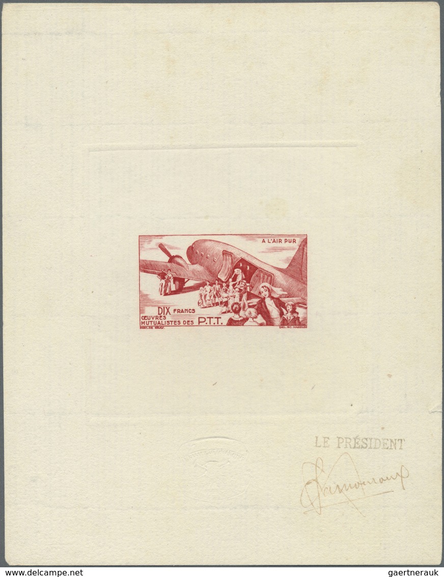 (*) Flugpost Übersee: 1947/1950 (ca.), French area, airmails, group of four PPT epreuve, signed "Le Pres