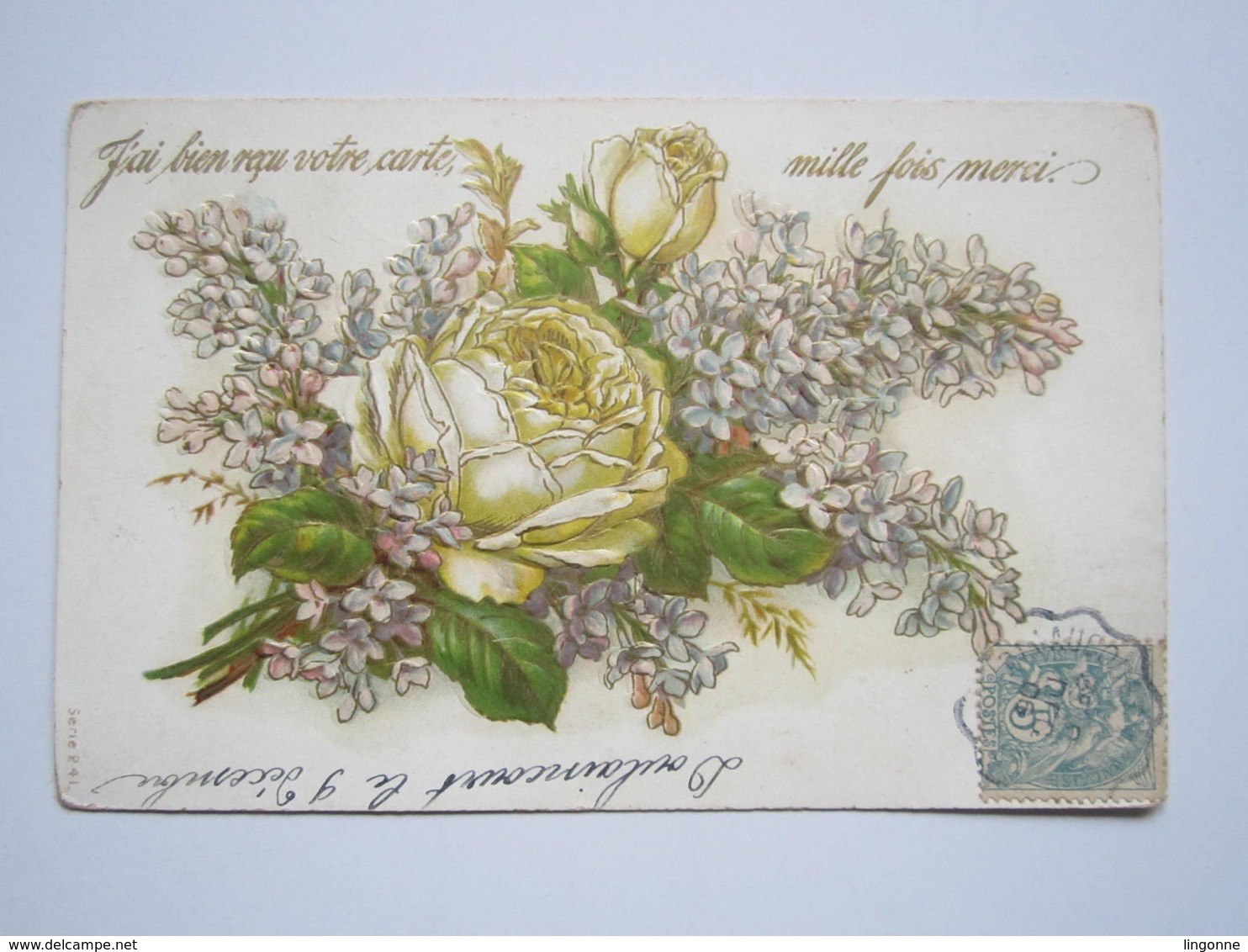 1906 DOULAINCOURT Carte Postale Gauffrée Roses Blanche Marguerite BERNARD ROMAIN Sur MEUSE (Haute-Marne) - Other & Unclassified