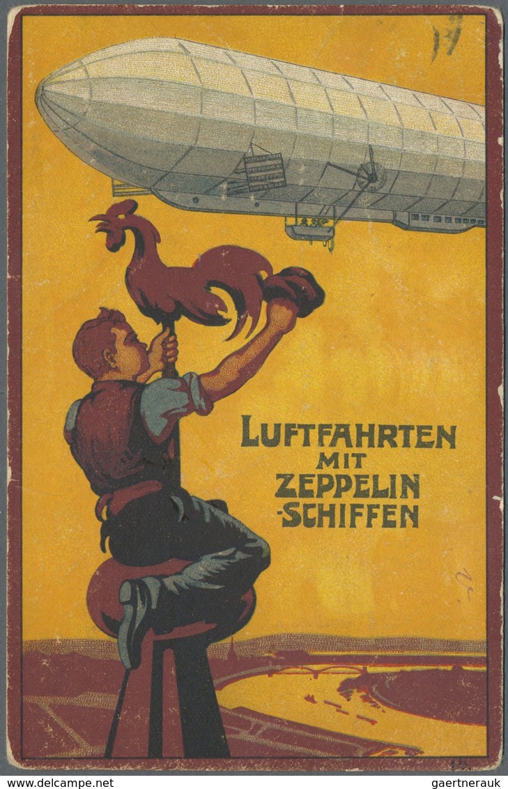 Zeppelinpost Deutschland: 1912, LZ 10 SCHWABEN 17.6.1912 / Flugpost Rhein-Main Rundfahrt: Farbige Ze - Poste Aérienne & Zeppelin