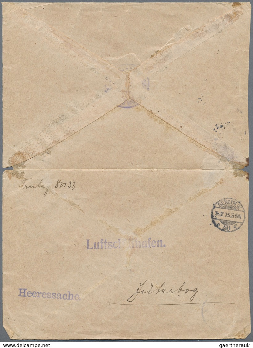 Br Zeppelinpost Deutschland: 1916: JÜTERBORG/LUFTSCHIFFHAFEN (Briefstempel) + K1 Niedergörsdorf (Kr. Jü - Poste Aérienne & Zeppelin