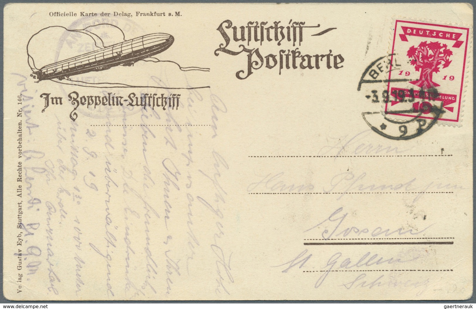 Zeppelinpost Deutschland: 1919, Luftschiff Bodensee, Ansichtskarte Dresden Von "BERLIN 3.9.19" Mit E - Poste Aérienne & Zeppelin