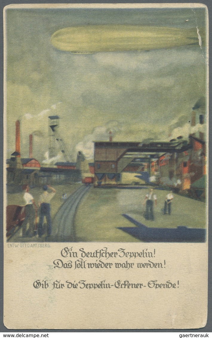 Br Zeppelinpost Deutschland: Südwestdeutschlandfahrt 1928, Bordpost 20.8.1928, Farbige Spendenkarte Ges - Poste Aérienne & Zeppelin