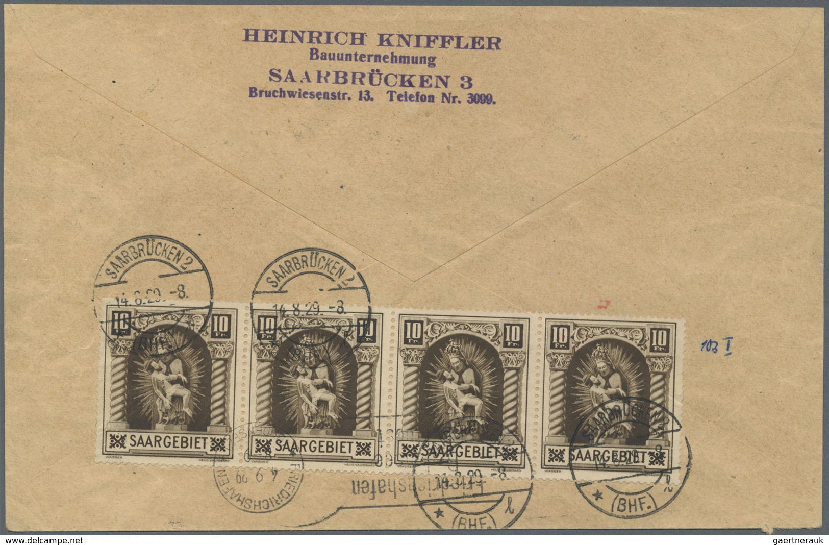 Br Zeppelinpost Deutschland: Saarland: 1929, Weltrundfahrt, Friedrichshafen Bis Friedrichshafen, Brief - Poste Aérienne & Zeppelin