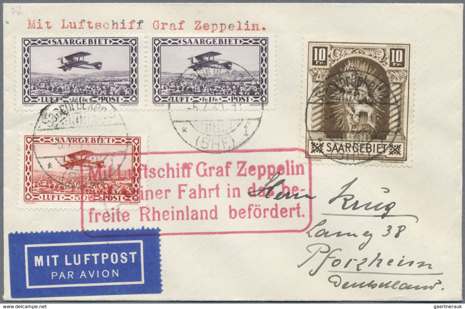 Br Zeppelinpost Deutschland: 1930: SAAR/Fahrt In Das Befreite Rheinland/Abwurf Koblenz (6.7.30). Luxus- - Luchtpost & Zeppelin