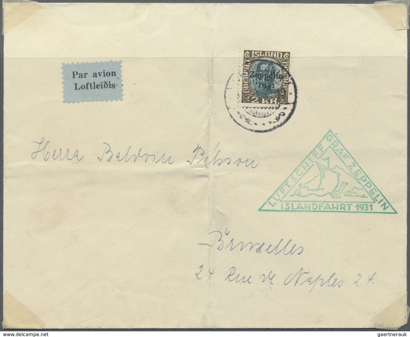 Br Zeppelinpost Deutschland: 1931, Zeppelin-Island-Fahrt Frankiert Mit 2 Kr. Zeppelinmarke Auf Brief Na - Poste Aérienne & Zeppelin