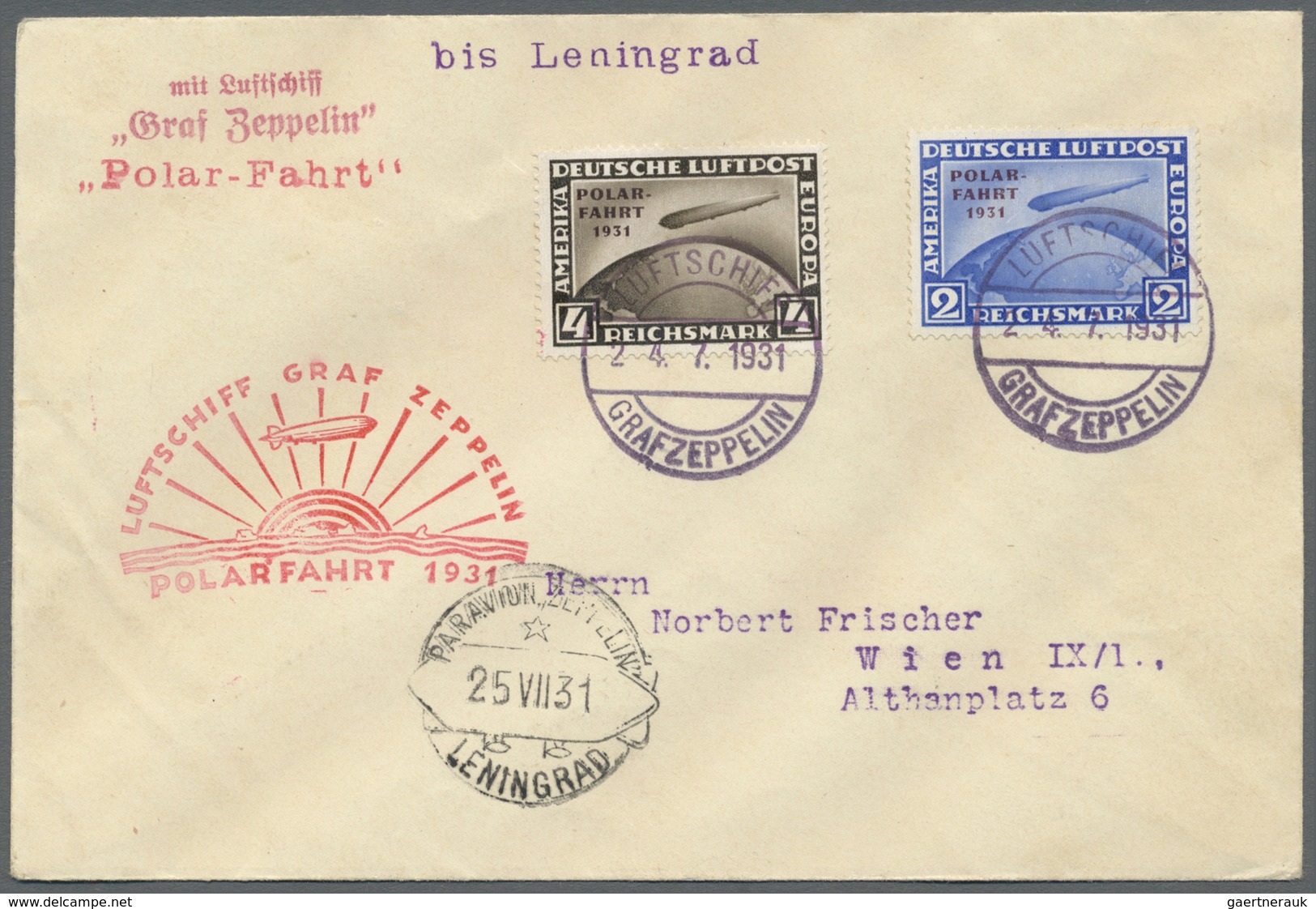 Br Zeppelinpost Deutschland: Polarfahrt 1931, Herrlicher Brief, Frankiert Mit 2 Und 4 Mark Polarfahrt, - Luchtpost & Zeppelin
