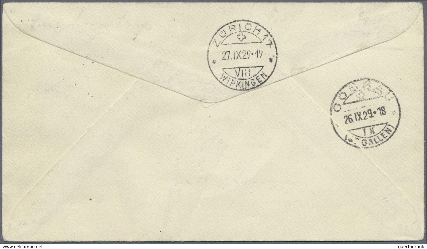 Br Zeppelinpost Europa: 1929: SCHWEIZFAHRT/ Abwurf Gossau; Kab. Bordbostbrief Mit Rotem Bordstempel Und - Andere-Europa