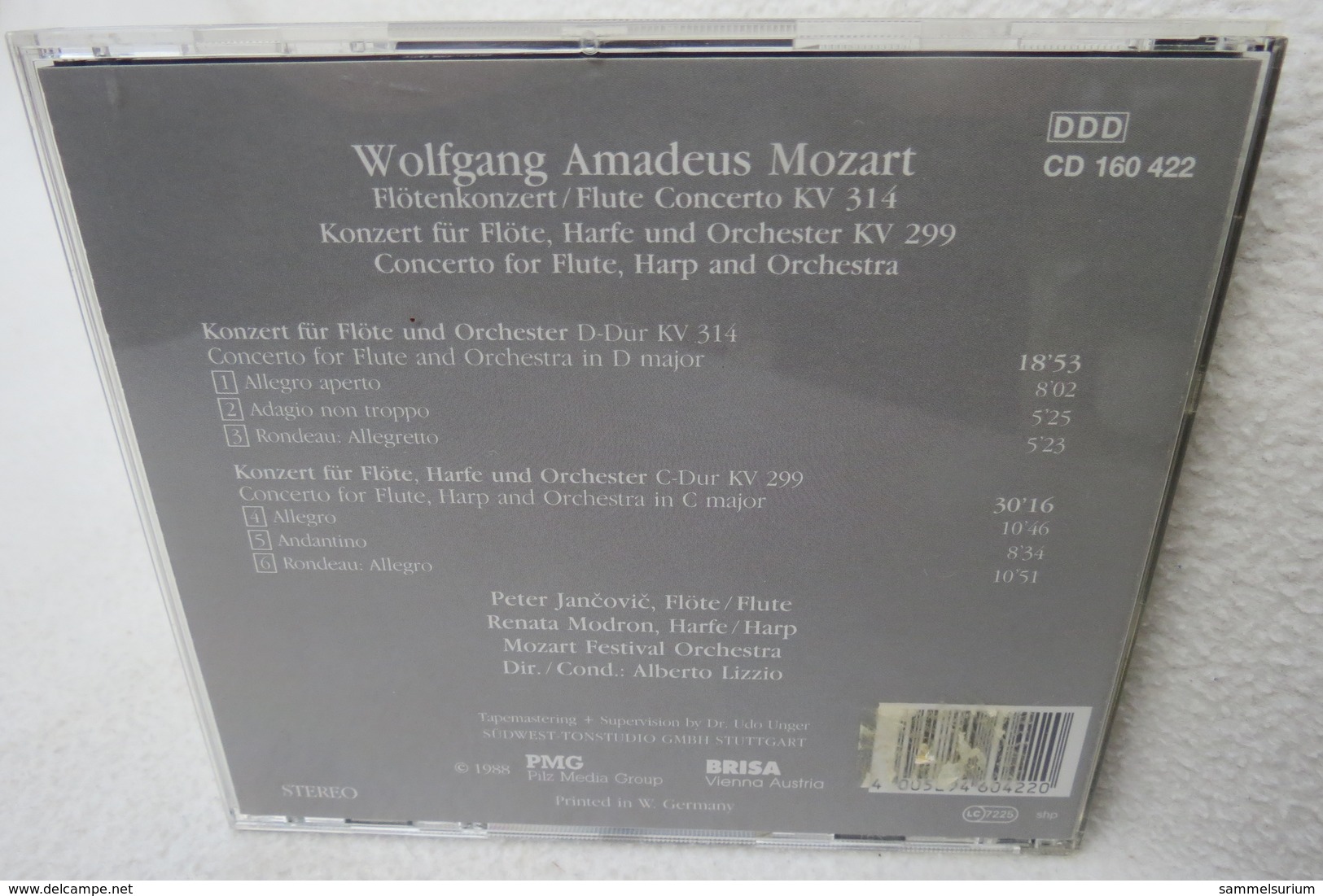 CD "Mozart" Flötenkonzert D-Dur KV 314 - Klassik