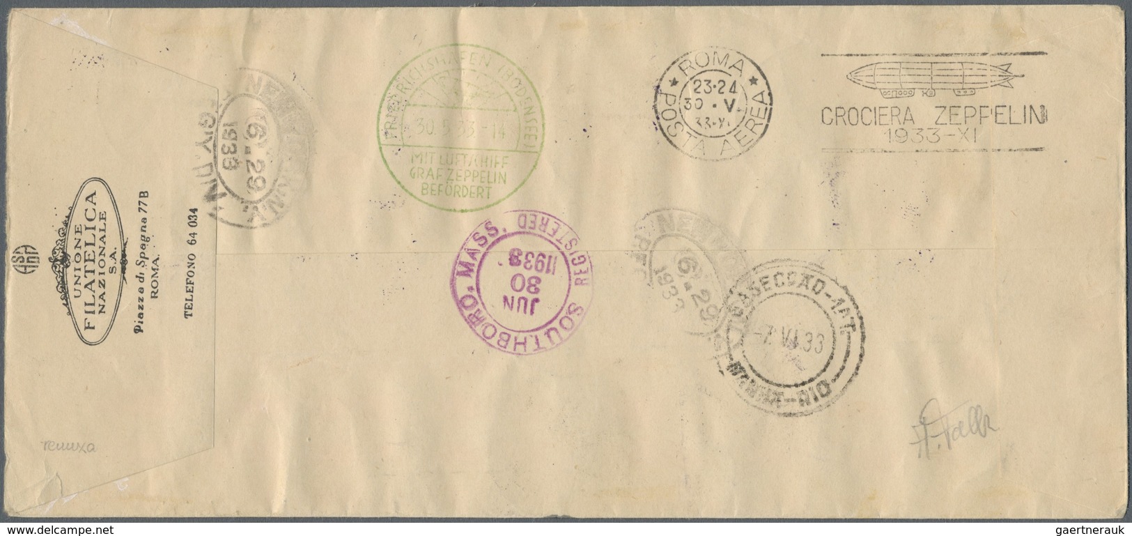 Br Zeppelinpost Übersee: 1933: CYRENAICA Complete Zeppelin Set + Add. Franking On Registered Letter Fro - Zeppelins