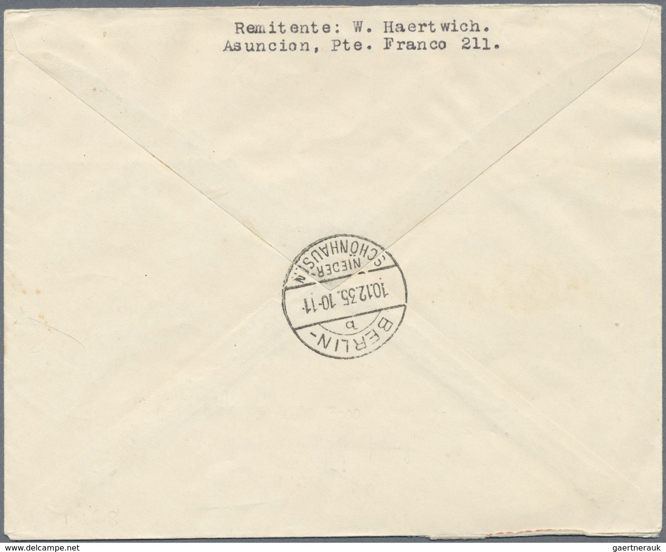 Br Zeppelinpost Übersee: 1935: PARAGUAY/LZ 127 Pendelfahrten-R-Brief Mit Spitzenwert 45 P (Sie Nr 27, A - Zeppelins