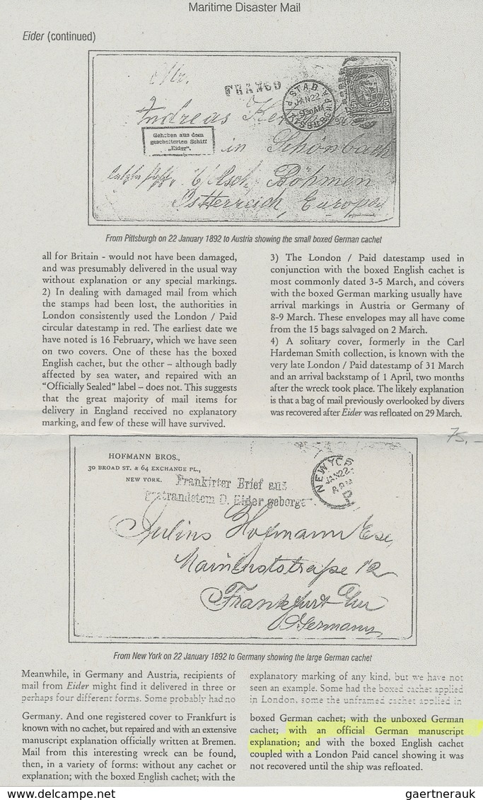 Br Katastrophenpost: 1892, Umschlag Aus PULLMAN, Wash, USA Mit Diversen Beschädigungen Und Rückseitigem - Autres & Non Classés