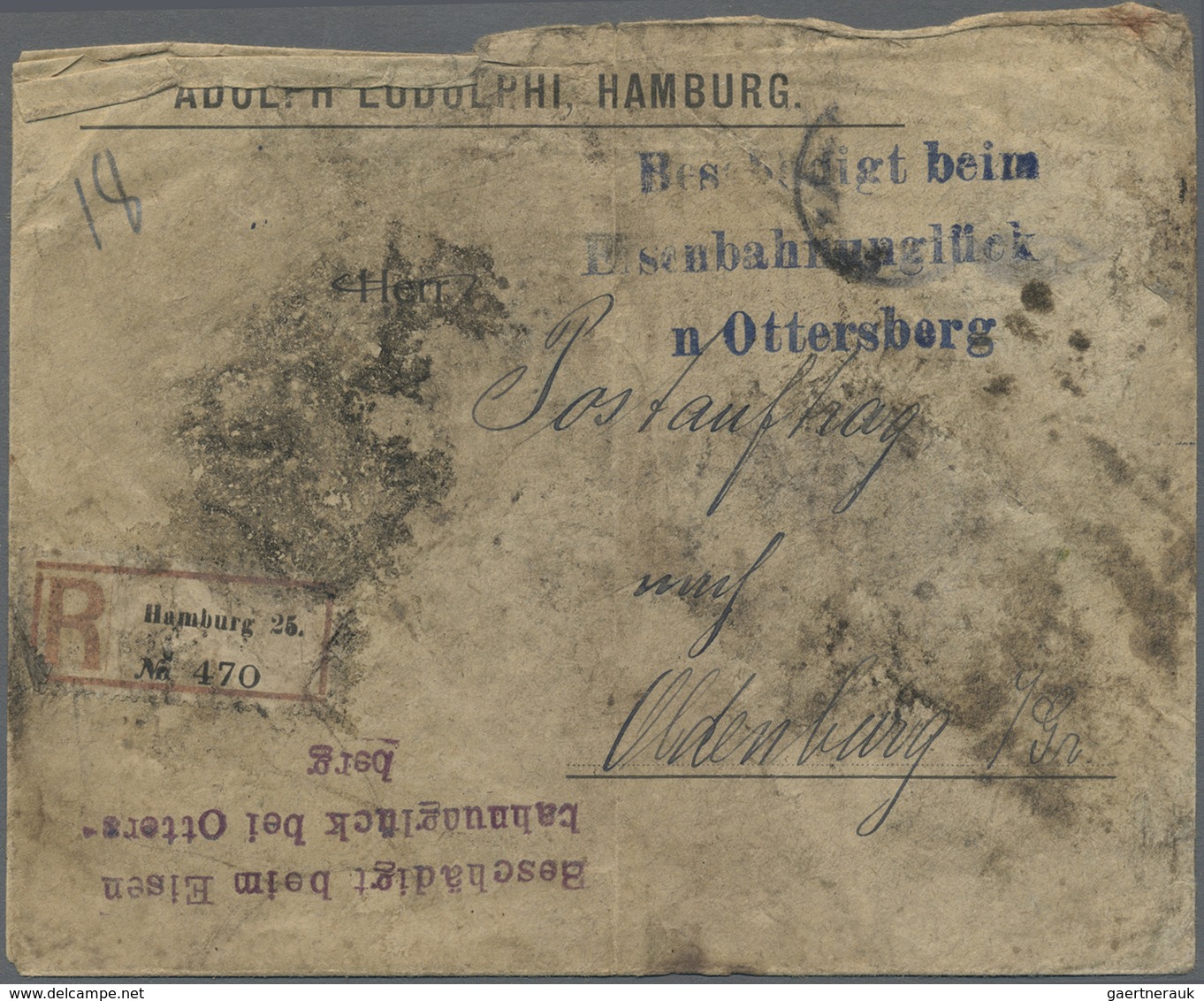 Br Katastrophenpost: 1907, Dt. Reich. Großer, Blauer L3 "Beschädigt Beim / Eisenbahnunglück / In Otters - Autres & Non Classés