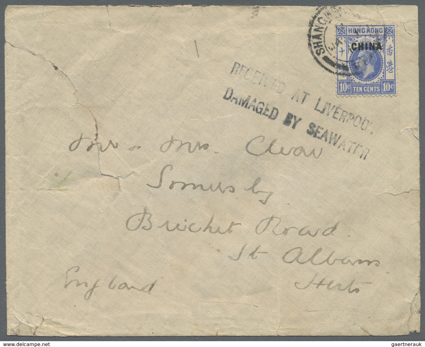 Br Katastrophenpost: 1918. Envelope Addressed To England Bearing British Post Office In China SG 6, 10c - Andere & Zonder Classificatie