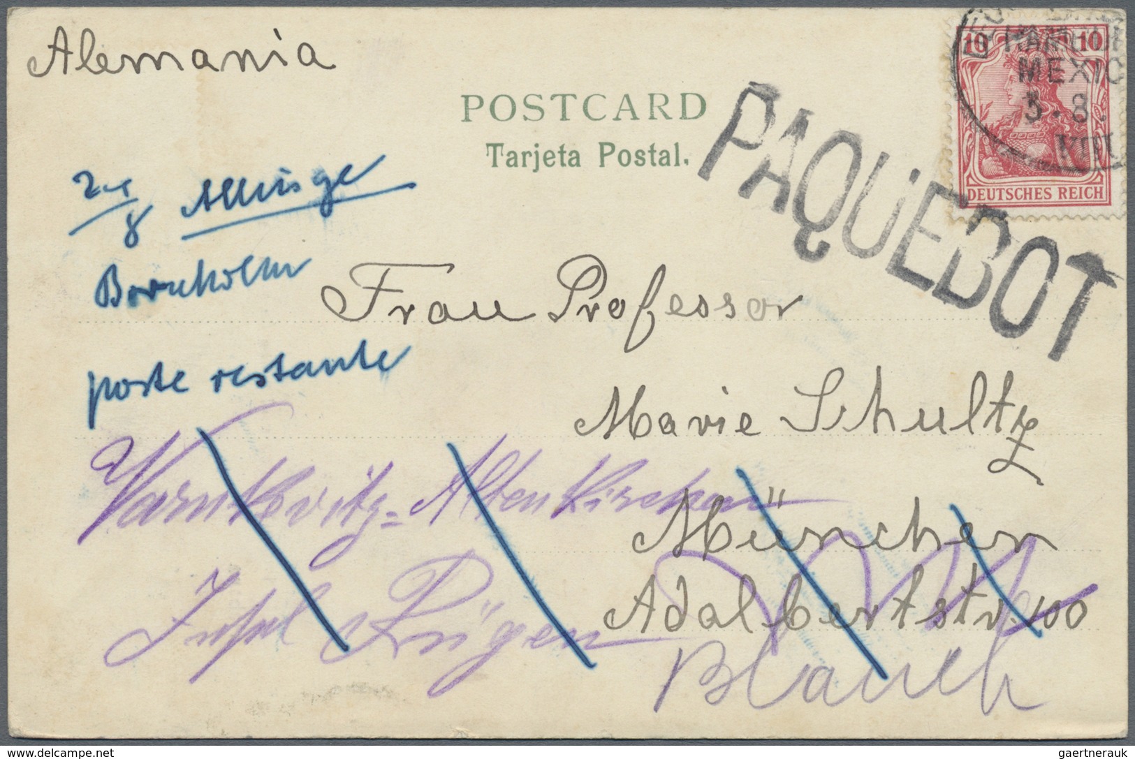 Br Schiffspost Deutschland: 1911, Postkarte, Geschrieben In HABANA Frankiert Mit 10 Pfg. Germania Mit E - Brieven En Documenten