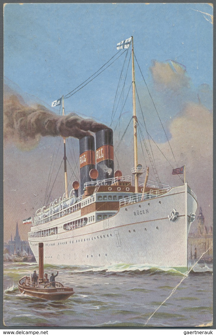 Br Schiffspost Deutschland: 1923, Ansichtskarte "S.D. RÜGEN" Frankatur Mit Seltenem Schiffspost-Oval DE - Lettres & Documents