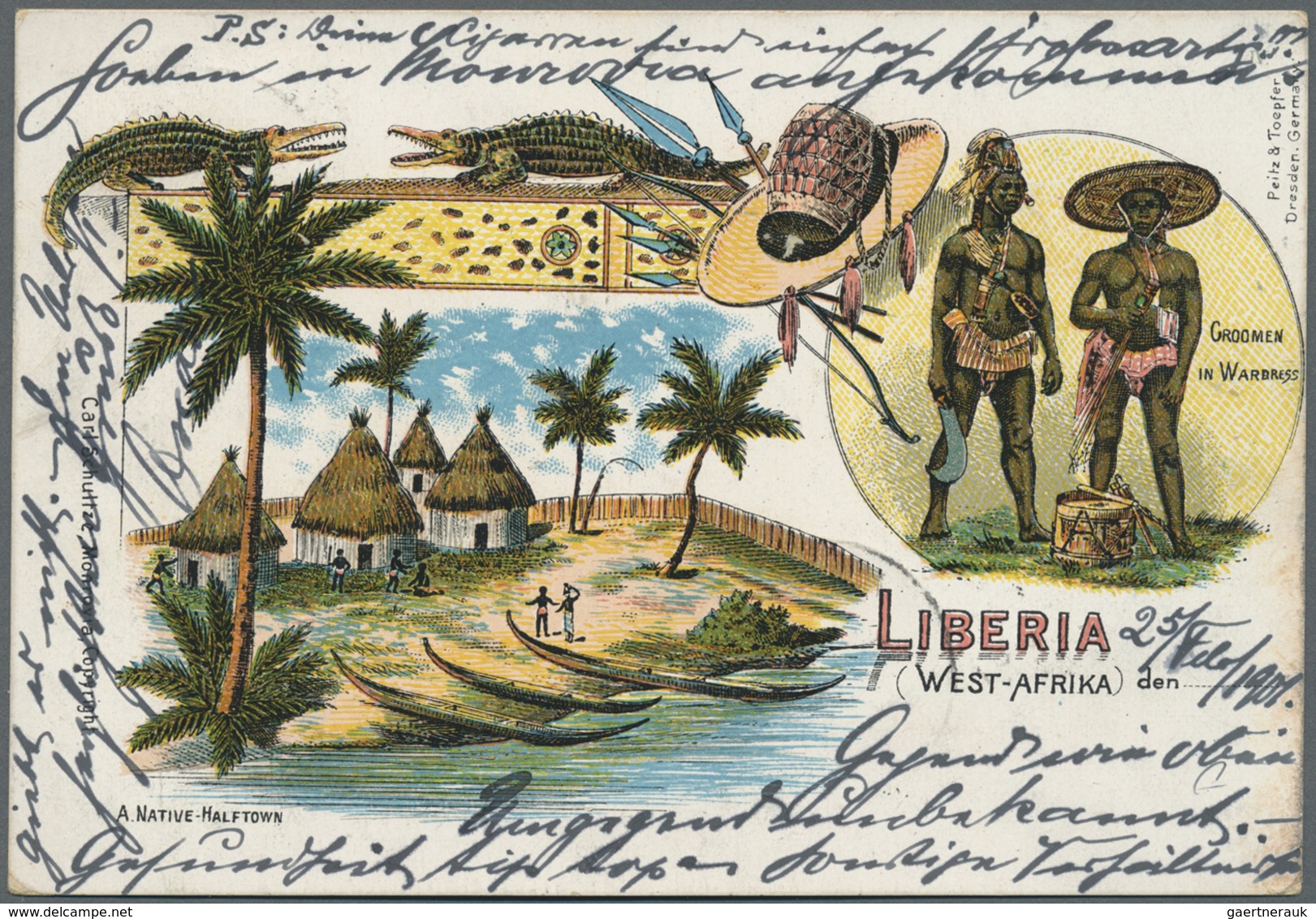 Deutsche Schiffspost Im Ausland - Seepost: LIBERIA (West-Africa),1901, Lithographic-pint Postcard, S - Autres & Non Classés