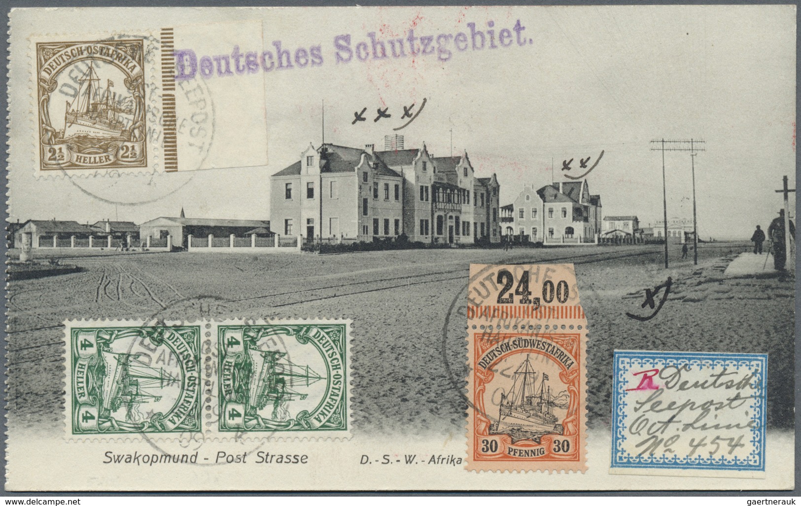 Br Deutsche Schiffspost Im Ausland - Seepost: 1909 2x 4 H. Senkrecht.Paar, 2 1/2 H.u.30Pf.m.Oberrand Al - Andere & Zonder Classificatie