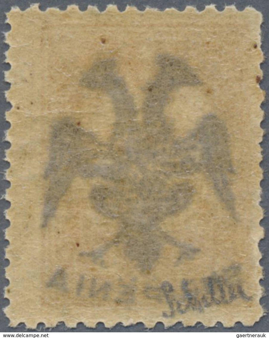 ** Albanien: Albania, 1913, 5 Para Ocher Of Turkey With Black Handstamp Overprint "DOUBLE EAGLE & SHQIP - Albanie