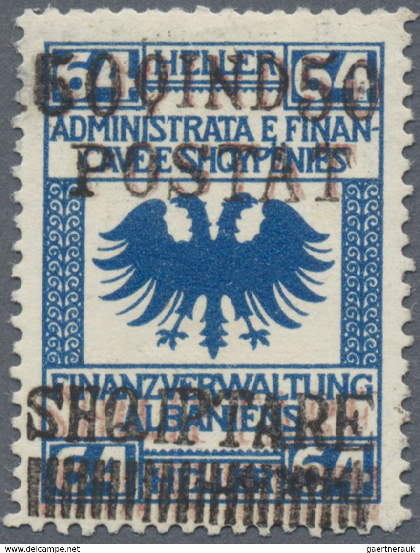 * Albanien: 1919, Postal Stamp: 50 Q On 64 Q Instead Of 32 Q, Revenue Stamp Of The Austrian Land Admin - Albanie